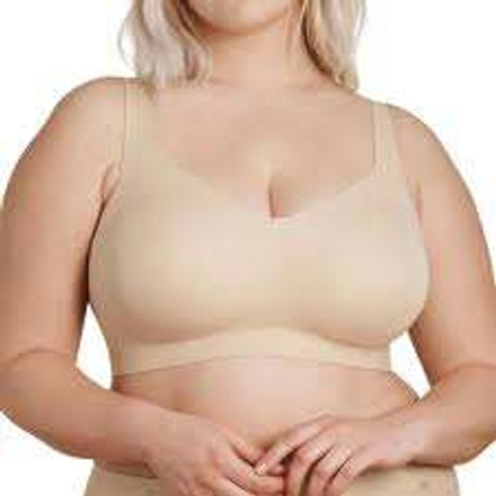 Evelyn & Bobbie The Defy Bra Beige Seamless Wireless Bralette 3XL Nude